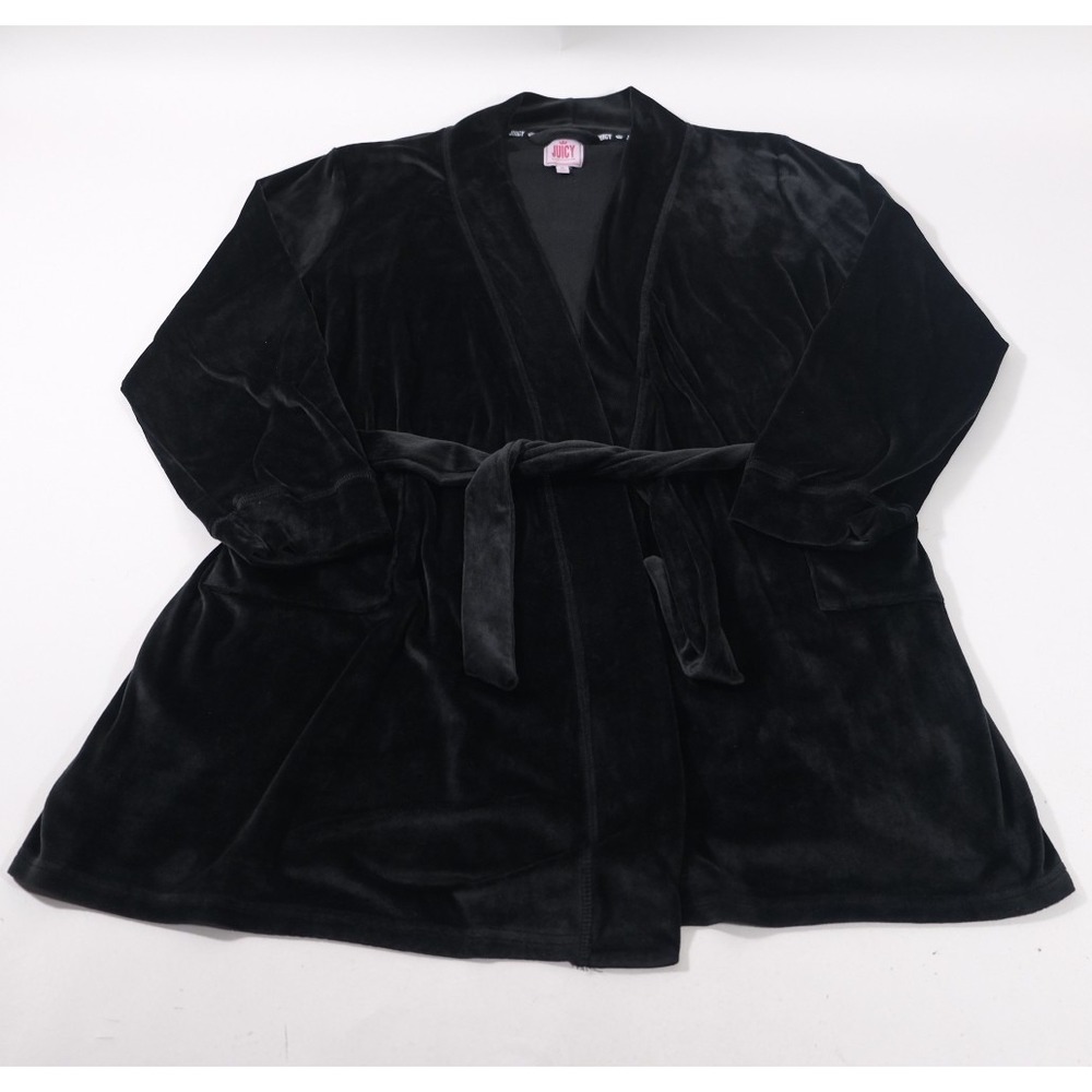 Juicy Couture Robe Womens XL Black Juicy By Juicy Couture Velour Graphic
